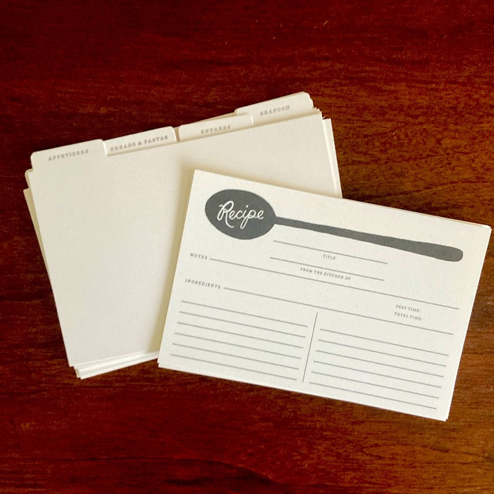 Rifle Paper Co. Blank 4x6” Recipe Cards and Letterpress Dividers